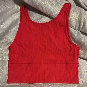 Red Ribbed Tank Top